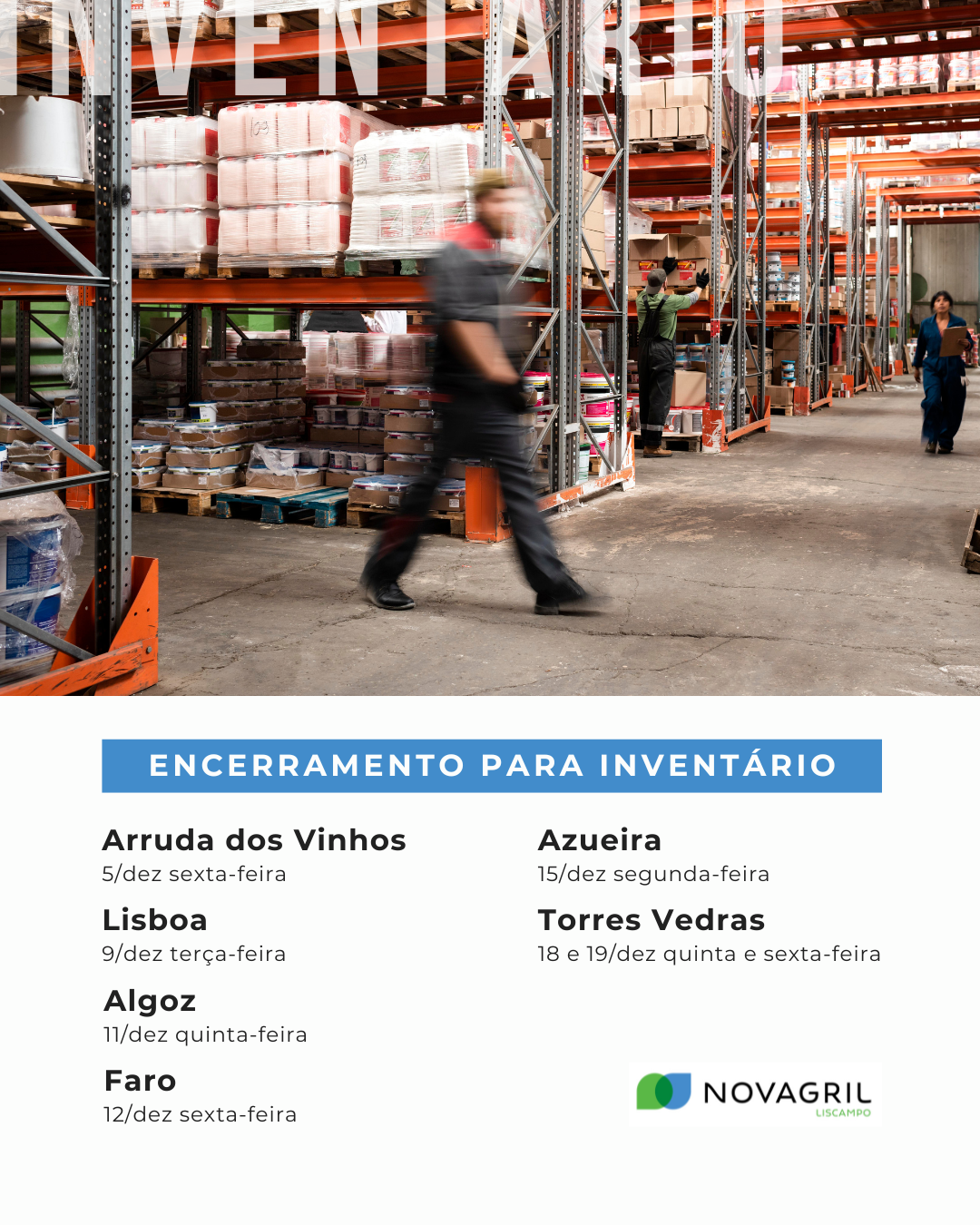 Lojas encerradas para inventário